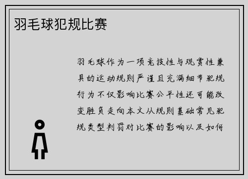 羽毛球犯规比赛